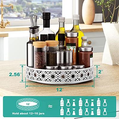 Kitchen Bamboo Spice Rack Cabinet Organizer Cosmetic Turntable