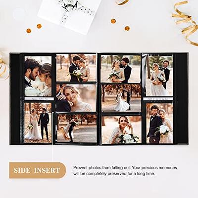 Vienrose Photo Album 4x6 100 Photos Linen Frame Cover with Memo Areas  Photobook Large Capacity Slip-in Pictures Book for Wedding Baby Vacation,  White