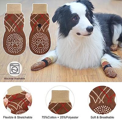 BEAUTYZOO Anti Slip Dog Socks for Small Medium Large Dogs with Grips Straps  on Hardwood Floor Protection Wear, Traction Control 3 Pairs Double Side