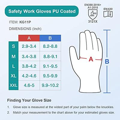 KAYGO Safety Work Gloves PU Coated-12 Pairs, KG11PB, Seamless Knit Glove  with Polyurethane Coated Smooth Grip on Palm & Fingers, for Men and Women