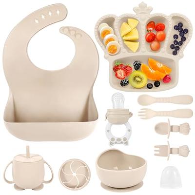 Little Keegs Baby Feeding Set - Baby Must Haves Gift Set - Baby Led Weaning  Supplies - Toddler Silicone Dishes - Suction Baby Bowl, Bib, Snack Cup,  Utensils, Ba… in 2023