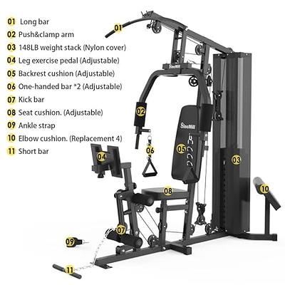 BODY RHYTHM Portable Home Gym Workout Equipment - Includes 150 lbs  Resistance Bands, Collapsible Bar, Handles and More - Full Body Workouts  System for