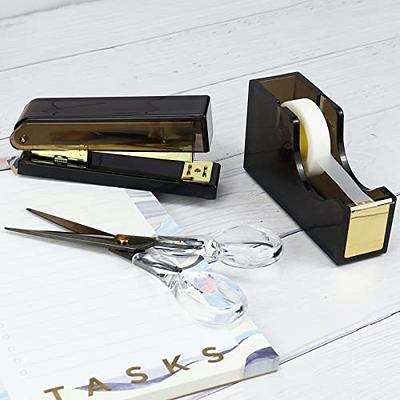 Acrylic Gold Stapler Tape Dispenser Scissors Set Heavy Duty Office Desk  Stapler Tape Cutter Dispenser with 6.3 Gold Scissors Office Supplies
