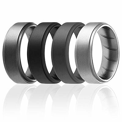 4 Pack - ROQ Silicone Men wedding bands - THIN comfort fit