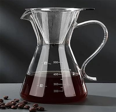 COFISUKI Pour Over Coffee Maker - 300ML Glass Carafe Coffee Server with  Glass Coffee Dripper/Filter, Drip Coffee Maker Set for Home or Office, 1-2