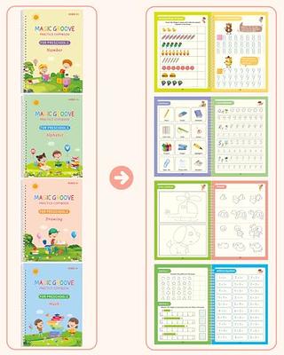 5 PC Handwriting Practice for Kids,Reusable Groove Writing Book,Children'S Magic Copybooks Grooved for Preschools