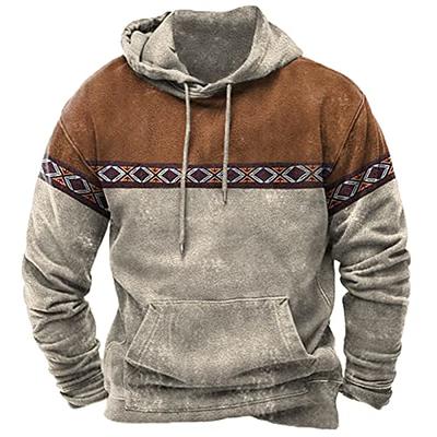 Ctreela Mens Vintage Aztec Sweatshirt Hoodie Western Retro Pockets Pullover  Tribal Patchwork Long Sleeve Graphic Hoodies Top - Yahoo Shopping