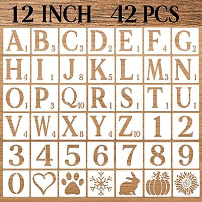 42PCS Letter Stencils 4 inch Reusable Plastic, Alphabet Craft Stencils and  Number, Art Craft Stencils, Number Templates Letter Stencils for Wood