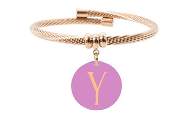 7.75 Inch Interchangeable Reversible Rose Gold Tone Round Cable Initial  Bracelets by Pink Box - Teal