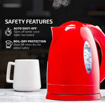 OVENTE Electric Kettle Hot Water Heater 1.8 Liter - BPA Free Fast Boiling  Cordless Water Warmer - Auto Shut Off Instant Water Boiler for Coffee & Tea