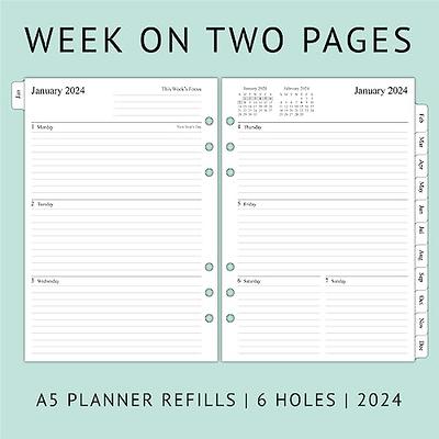 A5 Vertical Weekly Planner, Printable Planner Inserts, Week on Two Pages,  Weekly Schedule Inserts, GM Agenda Refill, Hourly Weekly Planner 