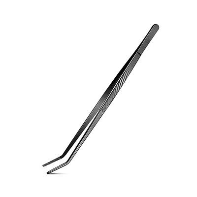 1pc Stainless Steel Food Tongs, Black Long Kitchen Tongs For