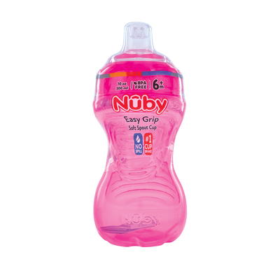 Nuby No-Spill Grip N' Sip Pink Soft Spout Sippy Cup, 8 fl oz 