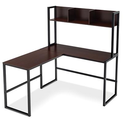 BYBLIGHT 55 in. L-shaped Brown Reversible Computer Desk with