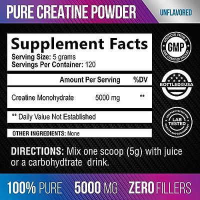 Micronized Creatine Monohydrate Powder 5000mg - Pure Creatine