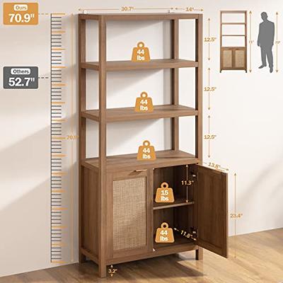 Rattan Bookshelf Large bookcase with door Tall book shelves