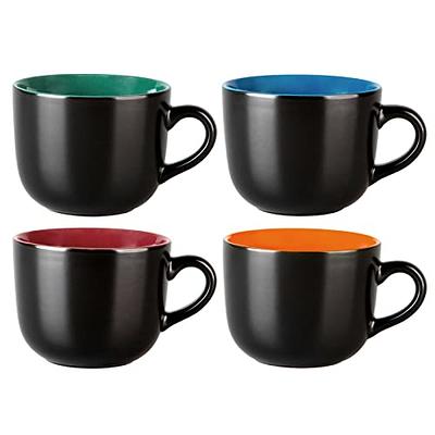 Wheat Straw Mugs with Handle, Set of 6 Unbreakable Coffee Cups with Lids (3  Colors, 15 oz)