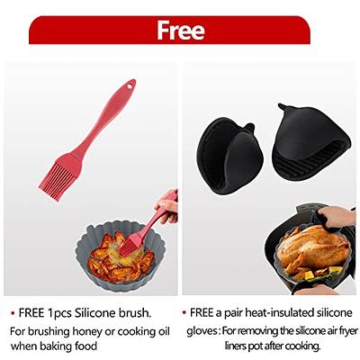 2 Packs Air Fryer Silicone Liners Pot with Gloves and Brush, 8