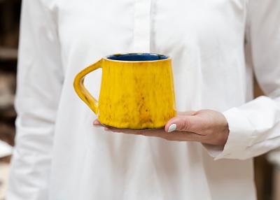 Set Of Two Gray Ceramic Mugs With Handle, Large Cappuccino Cups, 2 Coffee/Tea  Stoneware Mugs, Unique Pottery Handmade Rustic Tall Mug - Yahoo Shopping