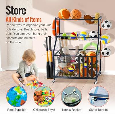 MYTHINGLOGIC Garage Storage System Garage Organizer with Baskets and Hooks  Sports Equipment Storage Organizer Rack for Sports Gear Toys Garage Ball  Storage for Indoor Outdoor Use 