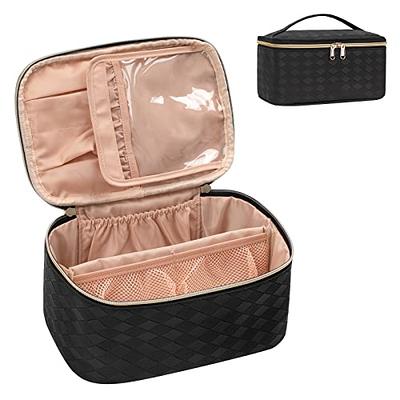 Unique Bargains Double Layer Makeup Bag Cosmetic Travel Bag Case Organizer  Bag Clear Bags for Women 1 Pcs Black
