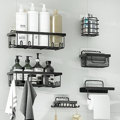 Moforoco Shower Caddy Shelf Organizer Rack(2pack) Self Adhesive Black Bathroom  Shelves Basket Home Wall Shower Inside Organization And Storage Decor
