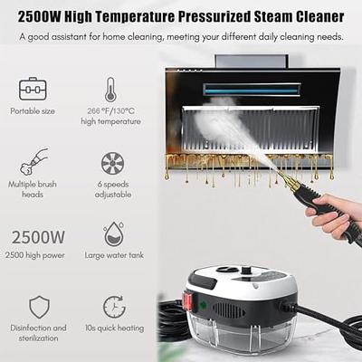 Steam Cleaner, 2500W Handheld Steam Cleaner, 6 Speeds High Pressure  Temperature Steam Cleaning Machine with 3 Brush Heads for Kitchen Furniture