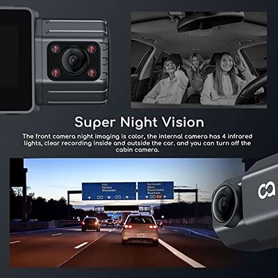 Dash Cam, Front & Inside 1080P Dual FHD Built-in GPS WiFi Infrared