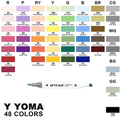 Y YOMA 48 Colors Alcohol Markers Dual Tip Markers Art Markers Set, Unique  Colors (1 Marker Case) Alcohol-based Ink, Fine & Chisel, White Penholder