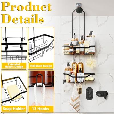 TOPCHASE Corner Shower Caddy, Shower Organizer with Soap Dish, 14 Hooks,  Adhesive Shower Shelf for Inside Shower, 3 Pack Shower Rack, No Drilling