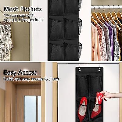 MISSLO Over The Door Shoe Organizer 24 Large Mesh Pockets, White