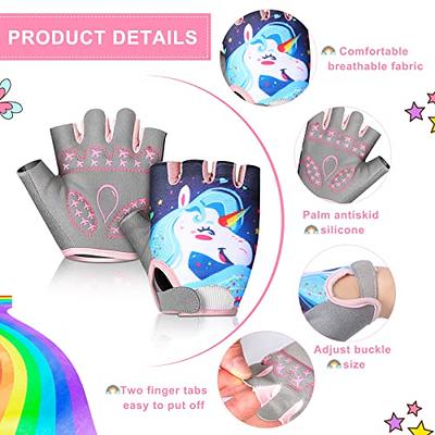 Funtery 2 Pairs Kids Bike Gloves Sport Gloves, Kids Unicorn Half