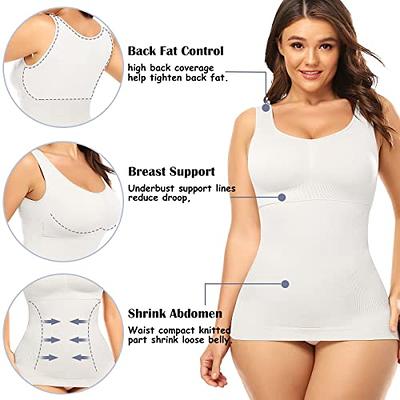 Vaslanda Women Shapewear Tank Top Tummy Control Cami Shaper Seamless Body Shaping  Camisole Built in Padded Bra Tops White M - Yahoo Shopping