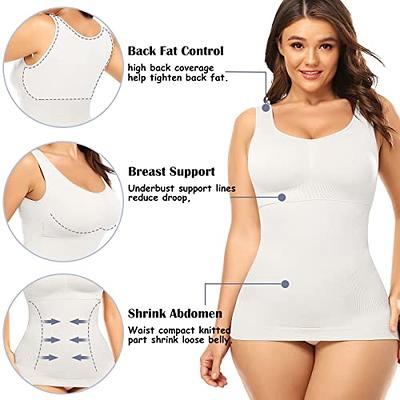 Shapewear For Plus Size Women Tummy Control Shapewear Built-in Bra Shaping  Tank Tops Slimming Body Shaper Compression Underwear