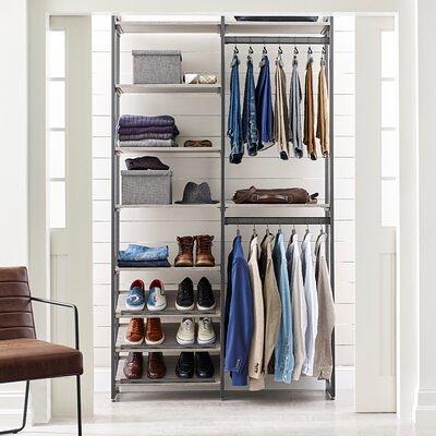 Gwyneth Closet 4 Piece Bundle-Shelves, Vanity, Hanging Rods & Drawers