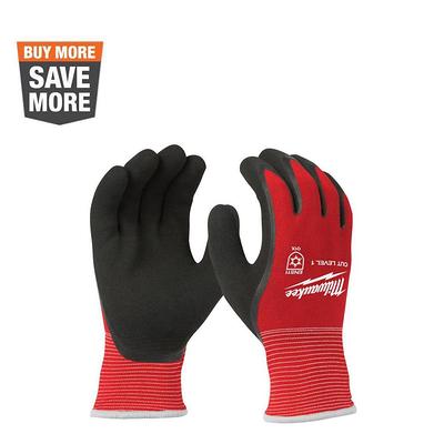 Milwaukee Work Gloves Cut Level 1 Nitrile Dipped Gloves - Red/Black