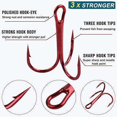 Fishing Red Treble Hooks- 80/120pcs Sharp Round Bend Barbed Treble Hook  High-Carbon Steel Hooks for Bass Trout Saltwater Freshwater Size 1/0 1 2 4 6  8 10 12 14 - Yahoo Shopping