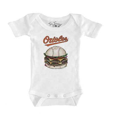 Infant Tiny Turnip White Baltimore Orioles Baseball Pow T-Shirt