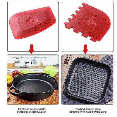 2pcs Grill Pan Scrapers Cast Iron Skillets Frying Pan Cleaners