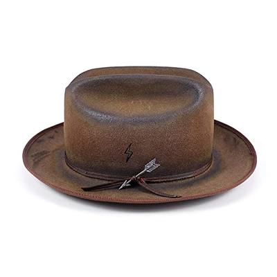 YWHY Leather Cowboy Hat for Men & Womens, Cowgirl Sun Hat Outback Wide Brim (Color : Natural, Size : 58-59cm)