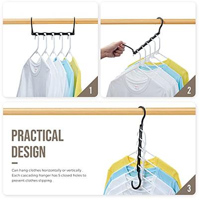 HOUSE DAY Sturdy Plastic Space Saving Hangers 12 Pack, Cascading Hangers  Organizer Closet Space Saver 80% and Wrinkle Free Clothes, Multi  Collapsible