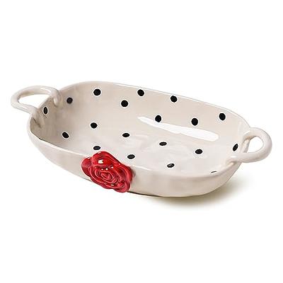 FEEGAVE Polka Dots Baking Dishes, Ceramic Rectangular Baking Tray, Cute  Porcelain Pie Pan, White Safety Ceramics, 3d Red Roses Flower, Small Mini  Casserole Dish with Double Handle,10x5. - Yahoo Shopping