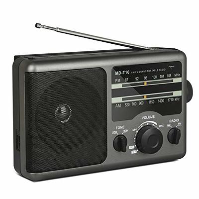AM FM Portable Radio Battery Operated Radio by 4X D Cell Batteries Or AC  Power Transistor Radio with and Big Speaker, Standard Earphone Jack,  High/Low