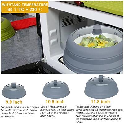 Microwave Splatter Cover Vented Glass Cover Splatter Guard Lid with  Collapsible Silicone for Food as Pot Cover 11.8 inch Large Plate Cover for  6 7 8 9 10 11 inch Plate Bowl 