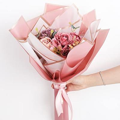 20PCS/PACK Golden Border Rose Flower Wrapping Paper Korean Style