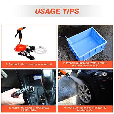 High Pressure Car Washing Machine Kit 12V Electric Pump + Wash Sprayer 2  Modes + Power Cable + Hoses for car washing