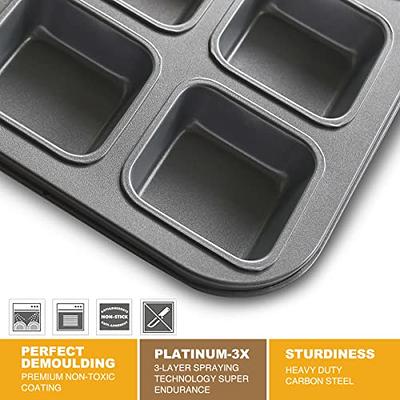 Elesinsoz 2 Pcs Muffin Top Pan with Lid, 3.6 Inch Non-Stick 6 Cup