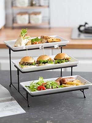 LAUCHUH 3 Tier Serving Stand Collapsible Sturdier Rack with 3 Porcelain  Serving Bowls Tier Serving Trays for Fruit Dessert Presentation Party  Display Set - Yahoo Shopping
