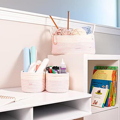 OrganiHaus White Storage Basket for Closet 3-Pack | Woven Baskets for  Organizing | Cotton Rope Basket for Books | Baby Organizing Cotton Rope  Baskets