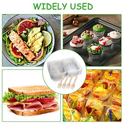 100 Pcs Clear Hinged Plastic Containers with Lids,Individual Cake Slice Containers,Square Plastic Food Container,Disposable Clamshell Take Out